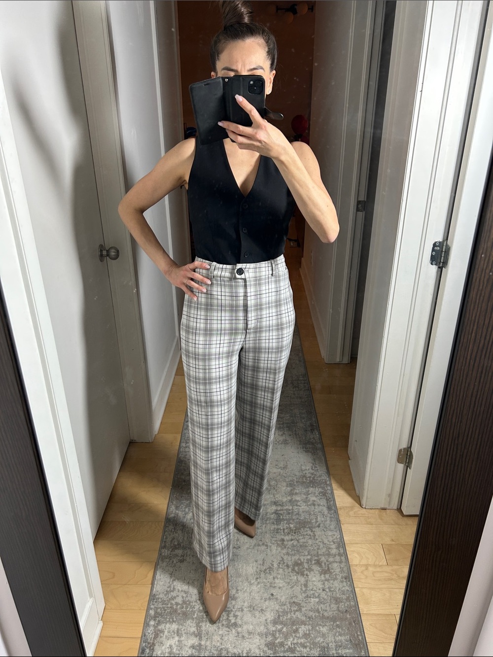 Wilfred wide leg checkered pants